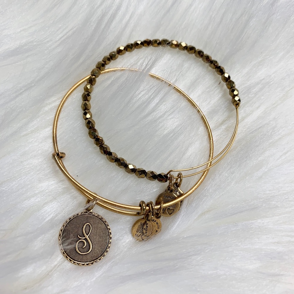 Alex & Ani Gold Monogram S Bracelets
